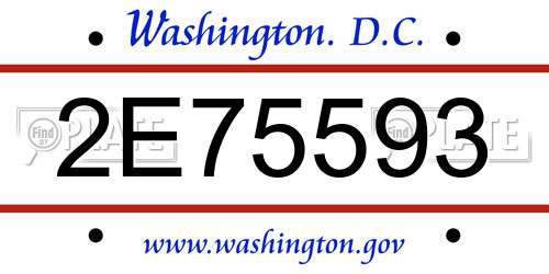 2E75593 District Of Columbia License Plate
