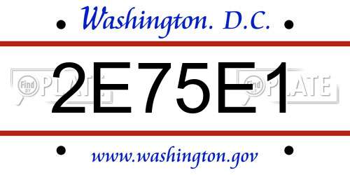 2E75E1 District Of Columbia License Plate