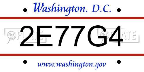 2E77G4 District Of Columbia License Plate
