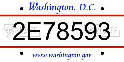2E78593 District Of Columbia License Plate