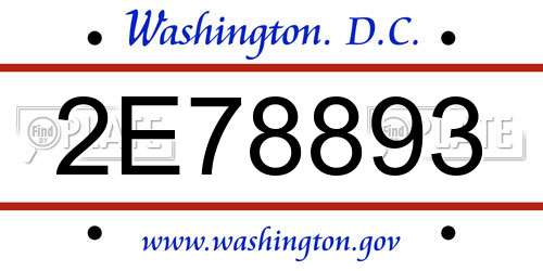 2E78893 District Of Columbia License Plate