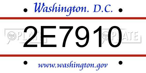 2E7910 District Of Columbia License Plate