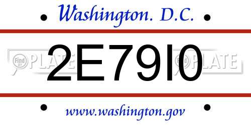 2E79I0 District Of Columbia License Plate