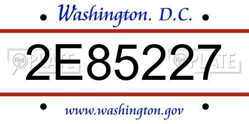 2E85227 District Of Columbia License Plate