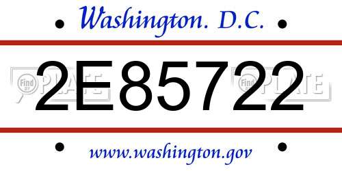 2E85722 District Of Columbia License Plate