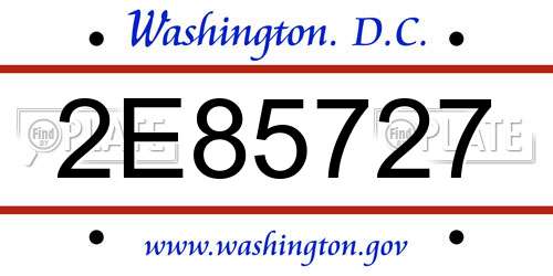 2E85727 District Of Columbia License Plate