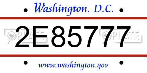 2E85777 District Of Columbia License Plate