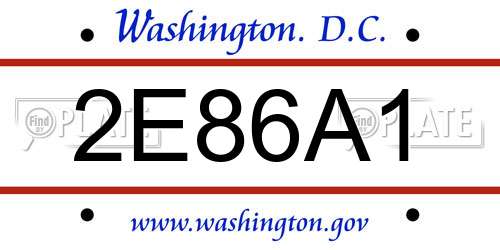 2E86A1 District Of Columbia License Plate