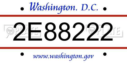 2E88222 District Of Columbia License Plate