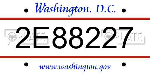 2E88227 District Of Columbia License Plate