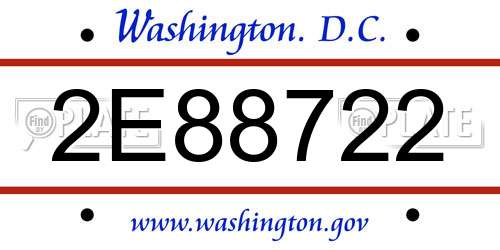 2E88722 District Of Columbia License Plate