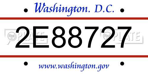 2E88727 District Of Columbia License Plate
