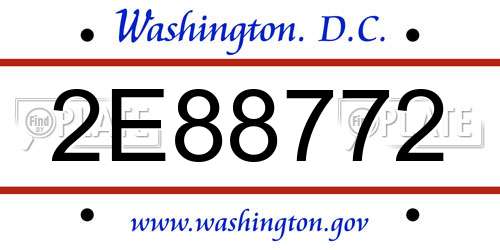 2E88772 District Of Columbia License Plate