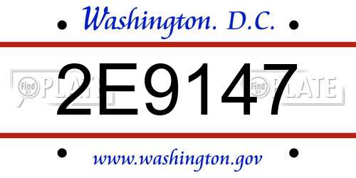 2E9147 District Of Columbia License Plate