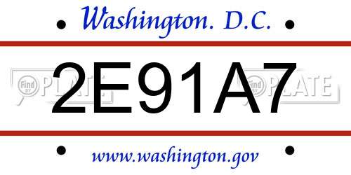 2E91A7 District Of Columbia License Plate