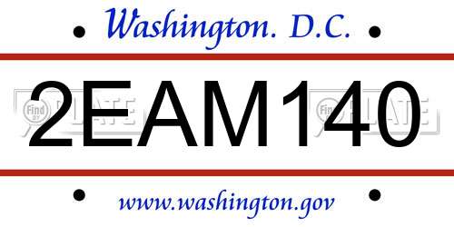 2EAM140 District Of Columbia License Plate