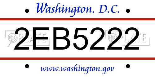 2EB5222 District Of Columbia License Plate
