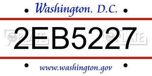 2EB5227 District Of Columbia License Plate