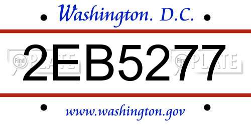 2EB5277 District Of Columbia License Plate