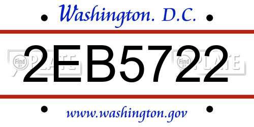 2EB5722 District Of Columbia License Plate