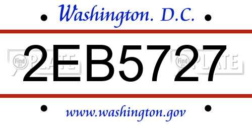 2EB5727 District Of Columbia License Plate