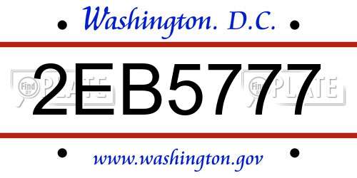 2EB5777 District Of Columbia License Plate