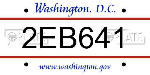 2EB641 District Of Columbia License Plate