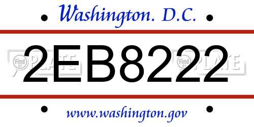 2EB8222 District Of Columbia License Plate