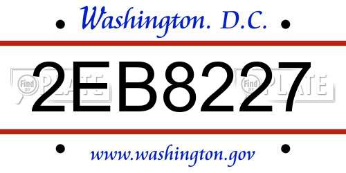 2EB8227 District Of Columbia License Plate