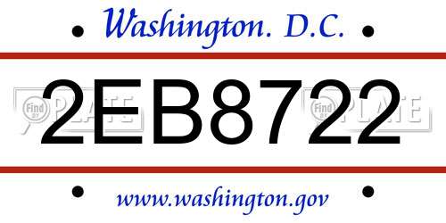 2EB8722 District Of Columbia License Plate