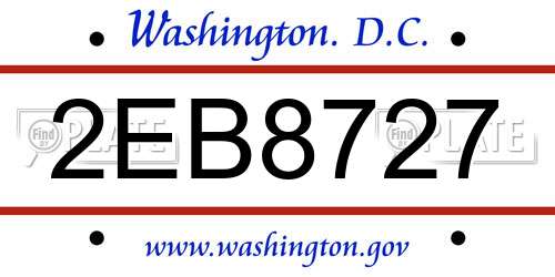 2EB8727 District Of Columbia License Plate