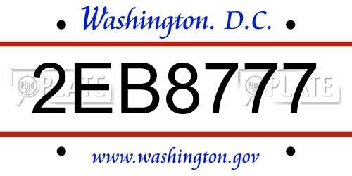 2EB8777 District Of Columbia License Plate