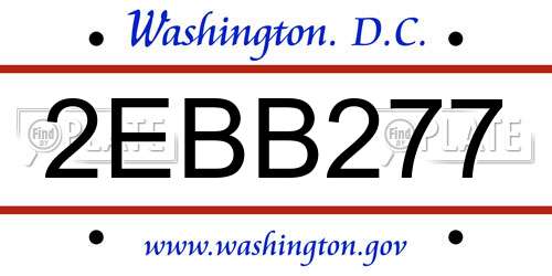 2EBB277 District Of Columbia License Plate