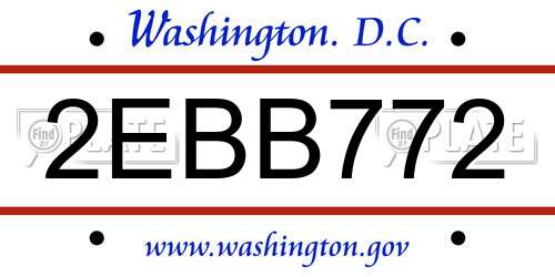 2EBB772 District Of Columbia License Plate