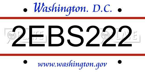 2EBS222 District Of Columbia License Plate
