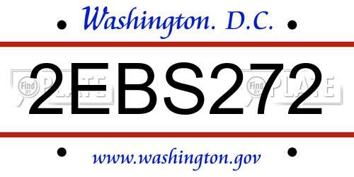 2EBS272 District Of Columbia License Plate