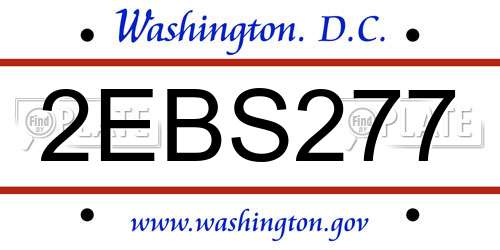 2EBS277 District Of Columbia License Plate