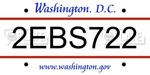 2EBS722 District Of Columbia License Plate