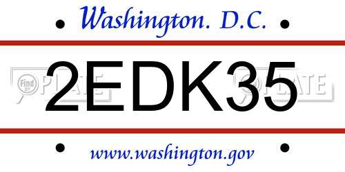 2EDK35 District Of Columbia License Plate