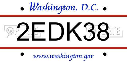 2EDK38 District Of Columbia License Plate