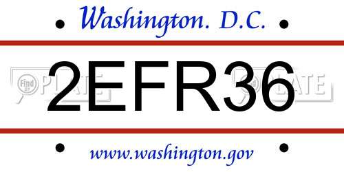 2EFR36 District Of Columbia License Plate