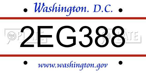 2EG388 District Of Columbia License Plate