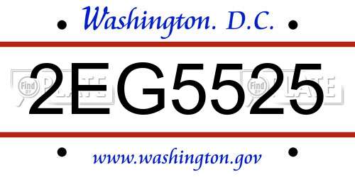2EG5525 District Of Columbia License Plate