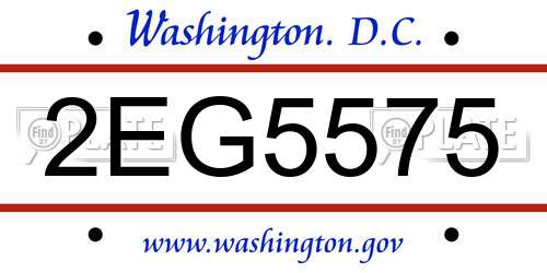 2EG5575 District Of Columbia License Plate