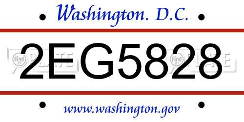 2EG5828 District Of Columbia License Plate