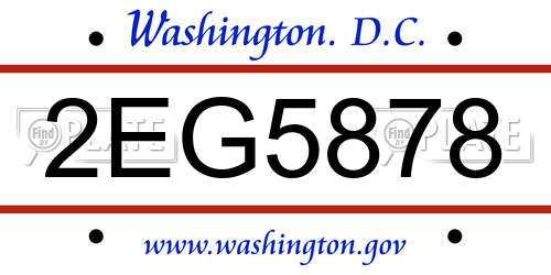 2EG5878 District Of Columbia License Plate