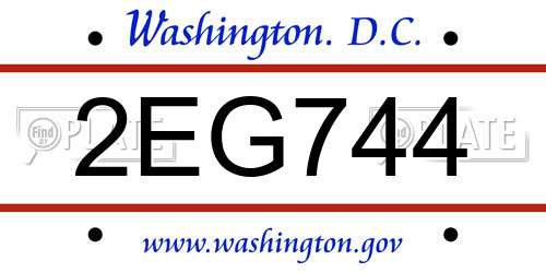 2EG744 District Of Columbia License Plate