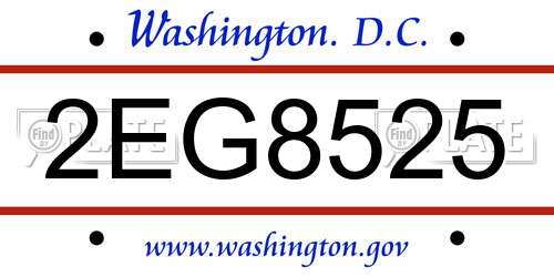 2EG8525 District Of Columbia License Plate