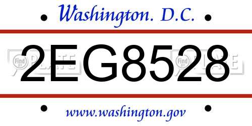 2EG8528 District Of Columbia License Plate