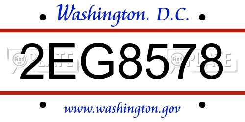 2EG8578 District Of Columbia License Plate